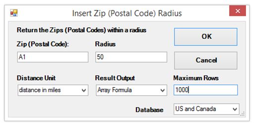 Find Zip Codes Inside A Radius Using Excel 0546